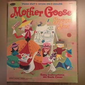 Vintage Mother Goose sticker fun like new Whitman push out stick on color unused